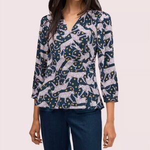 Kate Spade New York Panther Dot Wrap Blouse